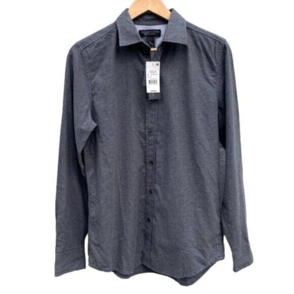 Men’s Grey Flannel Cotton Button Down Dress Shirt Bloomingdale’s New